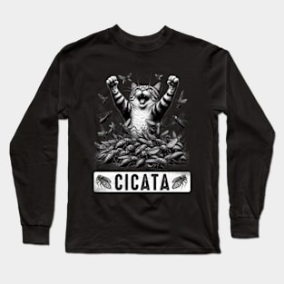 Cicata Funny Cat And Cicada Insect Long Sleeve T-Shirt